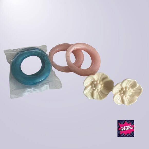 Vintage 80s Floral Hoop Convertible Earrings - Avon 1988 - NIB - RARE FIND - Picture 3 of 4